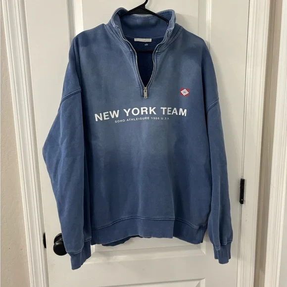 Zara Light Blue Ribbed Collar Pullover - Picture 4 of 9